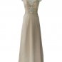 Evening Dress Cappuccino Nude Chiffon Gown Beaded Straps 8 To 20 1262