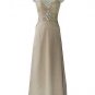 Evening Dress Cappuccino Nude Chiffon Gown Beaded Straps 8 To 20 1262