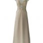 Evening Dress Cappuccino Nude Chiffon Gown Beaded Straps 8 To 20 1262