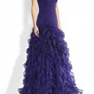 Qpid Showgirl Cadbury Purple Strapless Prom Gown With Ruffle Skirt Stock
