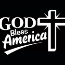 White Vinyl God Bless America Cross Decal Sticker