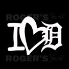I Love Detroit White Vinyl Decal Sticker