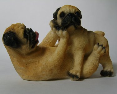 Two Pugs Playing Figurines