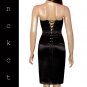 SEXY BLACK SATIN STRAPLESS BONED CORSET WOMAN DRESS 16