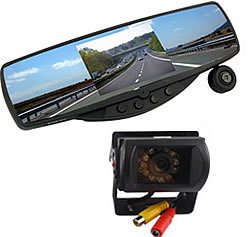 Car View Mirror Camera with Front & Rear Color Cameras, Built In DVR and Audio