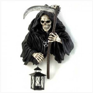 Grim Reaper Holding Candle Lantern