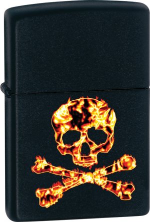 Zippo Lighter - Flaming Skull & Crossbones