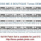 NEW BOSS TONES - BOSS ME-5 Boutique Tone set