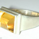 Modernist Lemon Citrine 925 Sterling Silver Ring Sz 8