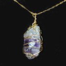 OOAK Handmade Amethyst Crystal Necklace 18K Gold Chain