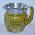 Antique Heisey Yellow Cut-to-Clear Pitcher Silver Rim