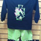Black and Green Cross Pants Set