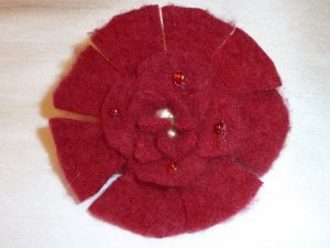 Red Rosey Flower Pin