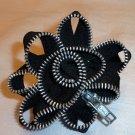 Black Zipper Flower Pin