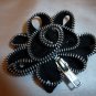 Black Zipper Flower Pin