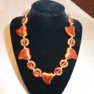 Chunky Brown Hearts and Circles Necklace