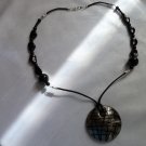 Black Glass Bead and Large Pendant Necklace