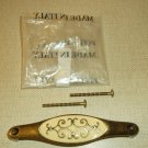 Large New Antique Brass Cabinet Drawer Pull Handle Ivory Enamel Insert 5" ctrs.