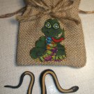 Jute Drawstring Snake Bag with Rubber Snake Toy