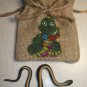 Jute Drawstring Snake Bag with Rubber Snake Toy