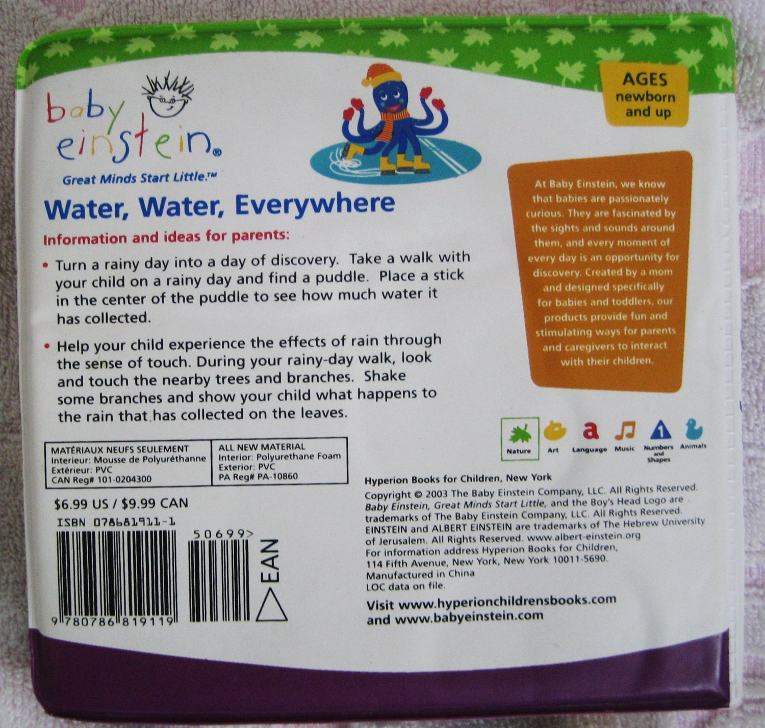 Baby Einstein Water Water Everywhere Bath Book Baby Toddler