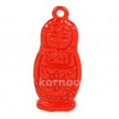 Enameled russian nesting doll charm in red
