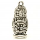 Silver plated russian nesting doll charm