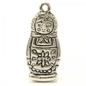 Silver plated russian nesting doll charm