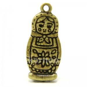Russian nesting doll charm in bronze