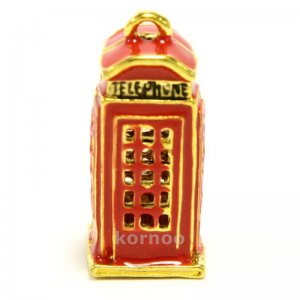 British old style Telephone Booth charm in Gold