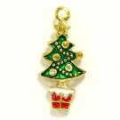 Gold tone christmas tree with yellow rhinestones