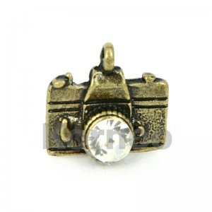 Bronze Lomo Camera Rhinestone Lens Charm