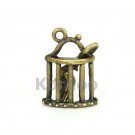 Bronze Movable Bird in Cage Charm