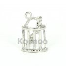 Movable Bird in Cage Charm Sliver
