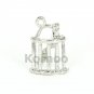 Movable Bird in Cage Charm Sliver