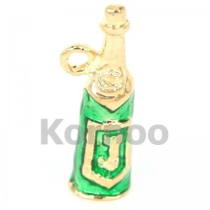 Fine classic enamel champagne charm in Gold