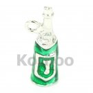 Fine classic enamel champagne charm in Silver