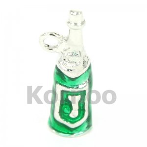 Fine classic enamel champagne charm in Silver