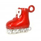 Enamel Roller Skate Boot Charm with Rhinestone wheels