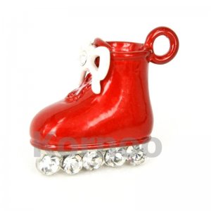 Enamel Roller Skate Boot Charm with Rhinestone wheels