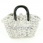 Flower design woven handbag charm in silver