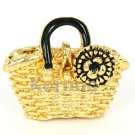 Floral Woven Handbag Charm in Gold
