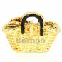 Floral Woven Handbag Charm in Gold
