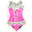 Enamel Sexy Violet Red Silver Corset charm