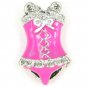 Enamel Sexy Violet Red Silver Corset charm