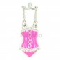 Enamel Sexy Violet Red Silver Corset charm