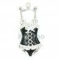 Enamel Sexy Black Silver Corset charm