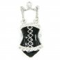 Enamel Sexy Black Silver Corset charm