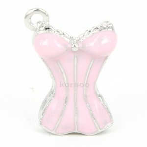 Victorian Sexy Cross back Pink Corset charm