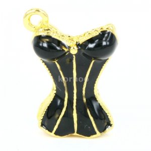 Victorian Sexy Cross back Black Gold Corset charm
